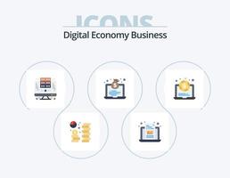 digitaal economie bedrijf vlak icoon pak 5 icoon ontwerp. laptop. geld. computer. tas. laptop vector