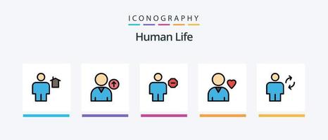 menselijk lijn gevulde 5 icoon pak inclusief heuvels. avatar. menselijk. menselijk. huis. creatief pictogrammen ontwerp vector