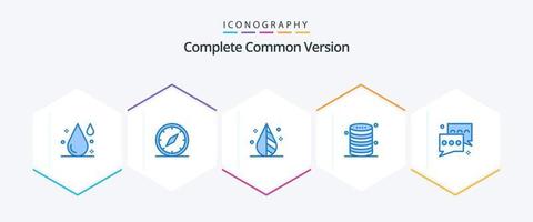 compleet gemeenschappelijk versie 25 blauw icoon pak inclusief opslag. databank. navigatie. gegevens. gereedschap vector