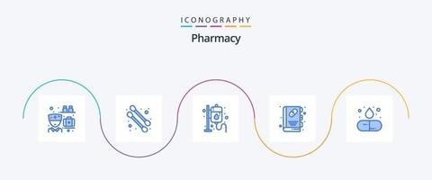 apotheek blauw 5 icoon pak inclusief geneesmiddel. medicijn. geneesmiddel. capsule. Gezondheid boek vector