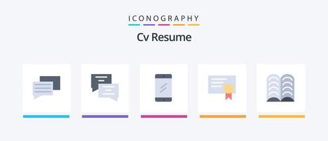 CV hervat vlak 5 icoon pak inclusief . diploma. leren. creatief pictogrammen ontwerp vector