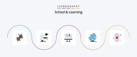 school- en aan het leren vlak 5 icoon pak inclusief . onderwijs. onderwijs. mobiel vector