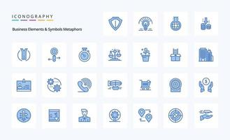 25 bedrijf elementen en symbolen metaforen blauw icoon pak vector