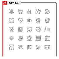 reeks van 25 modern ui pictogrammen symbolen tekens voor menselijk veiligheid doos aanbieder Mens bewerkbare vector ontwerp elementen