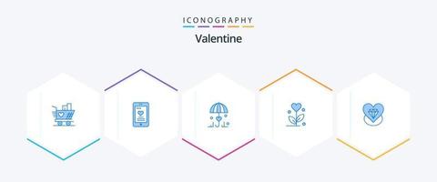 Valentijn 25 blauw icoon pak inclusief liefde. hart. verzekering. bruiloft. liefde vector
