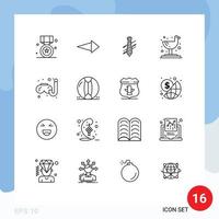 16 gebruiker koppel schets pak van modern tekens en symbolen van hobby's tropisch stropdas zeemeeuw interview bewerkbare vector ontwerp elementen