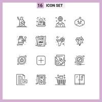 16 gebruiker koppel schets pak van modern tekens en symbolen van Verenigde Staten van Amerika pompoen zak persoon Internationale bewerkbare vector ontwerp elementen