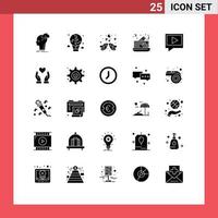 modern reeks van 25 solide glyphs pictogram van voedsel taart globaal romantisch hart bewerkbare vector ontwerp elementen