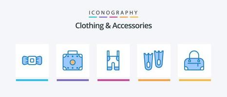 kleding en accessoires blauw 5 icoon pak inclusief . tas. een beugel. marinier. duiken. creatief pictogrammen ontwerp vector