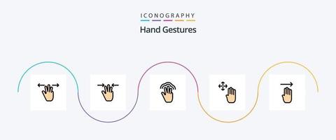 hand- gebaren lijn gevulde vlak 5 icoon pak inclusief . gebaar. meerdere aanraken. vier. houden vector