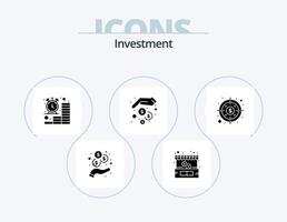 investering glyph icoon pak 5 icoon ontwerp. investering. geld besparing. klok. geld. financiën vector