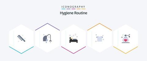 hygiëne routine- 25 vlak icoon pak inclusief schoon. schoonmaak. bed. shirt. kleren vector