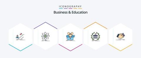 bedrijf en onderwijs 25 gevulde lijn icoon pak inclusief online. bank. natuurkunde. groep. bedrijf vector