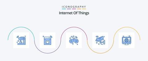 internet van dingen blauw 5 icoon pak inclusief iot. camera. wassen. Wifi. iot vector