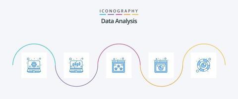 gegevens analyse blauw 5 icoon pak inclusief focus analyse. grafiek. analyse. databank. beoordeling ster vector