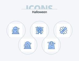 halloween blauw icoon pak 5 icoon ontwerp. gekruist. bot. halloween. halloween eng. gezicht vector