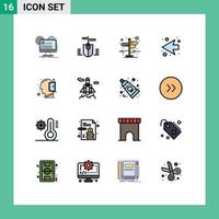 16 creatief pictogrammen modern tekens en symbolen van Open geest hoofd stad links pijl bewerkbare creatief vector ontwerp elementen