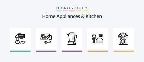 huis huishoudelijke apparaten en keuken lijn 5 icoon pak inclusief geiser. heet. koelkast. warmte. verwarming. creatief pictogrammen ontwerp vector