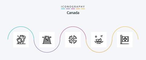 Canada lijn 5 icoon pak inclusief vervoer. kajak. bruiloft taart. kano's. Canada vector