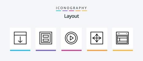lay-out lijn 5 icoon pak inclusief indeling. ontwerp. bestellen. verticaal. indeling. creatief pictogrammen ontwerp vector