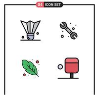 voorraad vector icoon pak van 4 lijn tekens en symbolen voor badminton schoonschrift shuttle loodgieter quinn veer bewerkbare vector ontwerp elementen