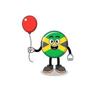 tekenfilm van Jamaica vlag Holding een ballon vector