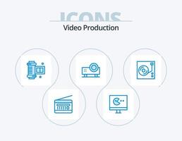 video productie blauw icoon pak 5 icoon ontwerp. video projector. projector. Power Point presentatie. vector