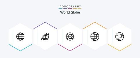 wereldbol 25 lijn icoon pak inclusief . wereld. reizen. wereldbol. internet vector