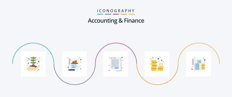 accounting en financiën vlak 5 icoon pak inclusief begroting. geld. boekhouding. munten. boekhouding vector