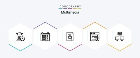 multimedia 25 lijn icoon pak inclusief . . zoeken. synchroniseren. backup vector