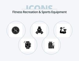 geschiktheid recreatie en sport- uitrusting glyph icoon pak 5 icoon ontwerp. apparatuur. halter. sport. snel. eetpatroon vector