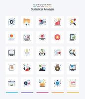 creatief statistisch analyse 25 vlak icoon pak zo net zo stap. doel. het dossier. prestatie. statistieken vector