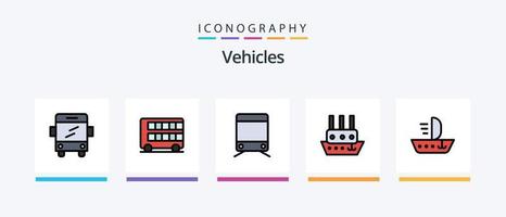 voertuigen lijn gevulde 5 icoon pak inclusief . schip. voertuig. boer. creatief pictogrammen ontwerp vector