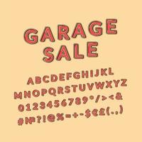 garage sale koptekst vintage 3D-vector alfabet set vector