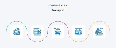 vervoer blauw 5 icoon pak inclusief . aanhangwagen. openbaar vervoer. toerisme. kamp vector