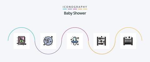 baby douche lijn gevulde vlak 5 icoon pak inclusief . slechte. baby. baby. baby vector