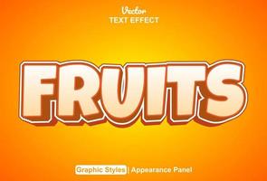 fruit tekst effect met grafisch stijl en bewerkbaar. vector