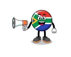 zuiden Afrika vlag tekenfilm illustratie Holding megafoon vector