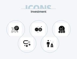 investering glyph icoon pak 5 icoon ontwerp. tijd. investering. dollar munt. bedrijf. investering tijd vector