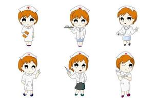 verpleegster zes bundel anime set vector