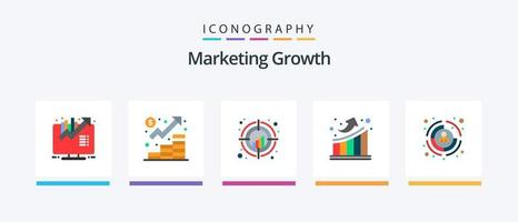 afzet groei vlak 5 icoon pak inclusief omhoog. groei. marketing. grafiek. doelwit. creatief pictogrammen ontwerp vector