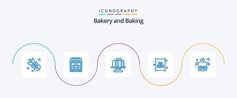 bakken blauw 5 icoon pak inclusief handschoenen. cafe. bakken. tarwe. meel vector
