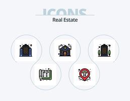echt landgoed lijn gevulde icoon pak 5 icoon ontwerp. landgoed. huis. eigendom. huis lening. huis vector