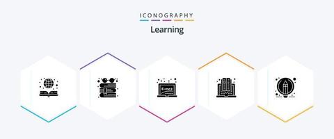 aan het leren 25 glyph icoon pak inclusief Bewerk. lezing. aan het leren. online. boek vector