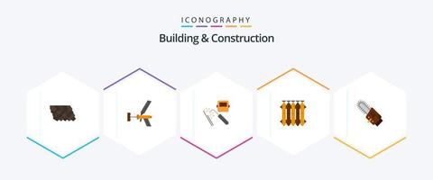 gebouw en bouw 25 vlak icoon pak inclusief verwarming. industrie. reparatie. fabriek. machine vector
