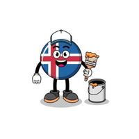 karakter mascotte van IJsland vlag net zo een schilder vector
