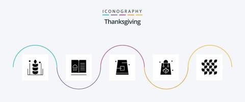 dankzegging glyph 5 icoon pak inclusief uitverkoop. herfst. recepten. hoed. pet vector