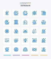 creatief eid mubarak 25 blauw icoon pak zo net zo ontwerp. lintje. halve maan. moslims. ster vector