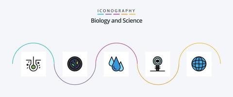 biologie lijn gevulde vlak 5 icoon pak inclusief molecuul. chemie. biologie. chemisch. studie vector