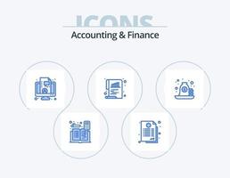 accounting en financiën blauw icoon pak 5 icoon ontwerp. lening. document. overeenkomst. grafiek. leven vector